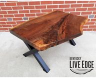 Live Edge Coffee Table- Black Walnut- X Style Steel Legs- Black- Industrial- Modern- Rustic 6 small