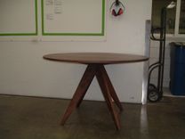 48 Inch Diameter Solid Walnut (60s?) Modern Dining Table 5 small