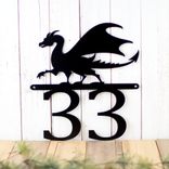 Metal House Number Plaque with Medieval Dragon 1 small