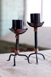 Hand Wrought Steel And Copper Candlesticks 1 small