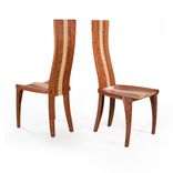 Handmade Dining Chair In Solid Walnut And Curly Maple Wood - Gazelle High Back 3 small