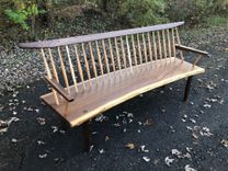 Conoid Bench - George Nakashima Style Mid Century Modern Bench With Live Edge Seat 6 small