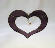 Stained Glass Heart Sun Catcher With Swarovsky Crystal- Purple 5 small
