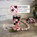 Courtly Candle Pink Rose Checked Decor Bundle Checked Candle Black Pink Decor 1 small