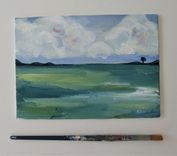 Original Acrylic Impressionist Landscape, 7" X 5" 1 small