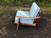 Mid Century Modern Upholstered Chair In Walnut 4 small