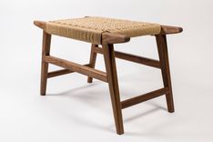 Walnut Or Maple Bench With Danish Paper Cord Seat 3 small