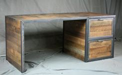 Reclaimed Wood Desk With File Cabinet Drawers. Rustic, Industrial. Office Furniture. Filing. 5 small