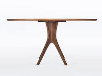 Oval Dining Table With Mid Century Modern Pedestal Base "Kapok" 3 small