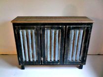 Rustic Bar Cabinet With Reclaimed Corrugated Metal Inserts 2 small