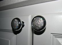 Set Of 2 Crystallized Round Cabinet Knobs Genuine European Crystals Bedazzled Pair 1 small