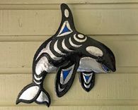Orca Killer Whale Sculpture - Aluminum Metal Whale Wall Art 6 small