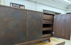 Walnut Sideboard With Patina'd Steel Doors 4 small