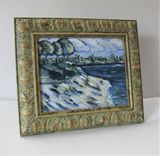 Framed Original Acrylic Seascape Painting, 14" X 12" 1 small