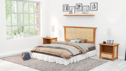 Headboard Queen Size Cherry, Bed, Solid Wood Headboard, King, 1 small