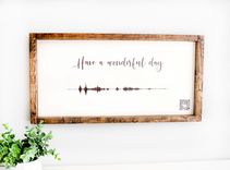 Personalized Soundwave With Qr Code Framed Wood Sign, Custom Voice Recording Memorial Sign 1 small