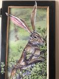Handpainted Jack Rabbit On Vintage Cabinet Door 2 small