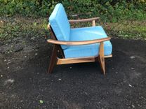 Mid Century Modern Upholstered Chair In Walnut 2 small