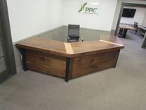 Walnut Maple And Steel Receprion Desk 3 small