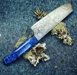 Integrity Implements Sukini, Santoku Chef's Knife, Etched Aeb-L Steel, Custom Burl Wood Handle 2 small