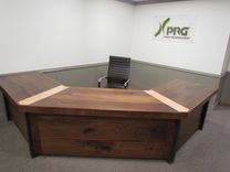 Custom Walnut ,Maple And Steel Reception Desk 1 small