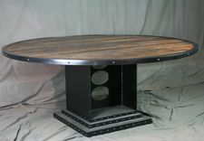 Industrial Reclaimed Wood Round Dining Table. Conference Table. Urban Style. Office Furniture. 2 small