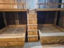 Rustic Barnwood Twin Over Queen Beds 5 small