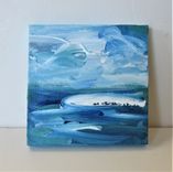 Beach Art Canvas, Tiny Art, Seascape Painting, 4" X 4", Nautical Décor 3 small