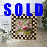 Hand Painted Checks Vintage Frame Courtly Picture Frame Pink Rose Checked Decor 1 small
