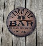Custom Personalized Round Bar Sign. 3 small