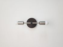 Modern Black & Brushed Nickel Light - Linear Mid Century Silver Wall Sconce 2 small