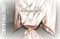 Personalized Flower Girl Crystallized Satin Kids Robe Kimono Genuine European Crystals Bedazzled 1 small
