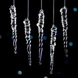 Chirstmas Ornaments Hand-Blown Clear Glass Natural Icicles, Set Of Five 4 small