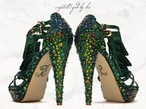 Fully Crystallized High Heels Bling Shoes Genuine European Crystals Bedazzled Pumps Sandals 2 small