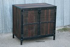 Modern Industrial Nightstand. Vintage Industrial End Table. Reclaimed Wood And Steel Buffet. 1 small