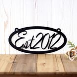 Custom Hanging Oval Metal Family Established Year Sign 3 small