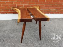 Walnut Live Edge Coffee Table- Mid Century- Tapered Legs- Organic- Modern- Rustic- Reclaimed 5 small