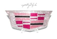 Pink Cadillac Crystallized Car Emblem Bling Genuine European Crystals Bedazzled 1 small