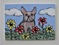 Original French Bulldog Acrylic Painting, 5" X 7", Small Dog Art Canvas 1 small