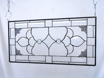 Traditional Stained Glass Window Panel W/ Beveled Stained Glass, Unique Valance / Transom 3 small