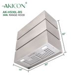 30" Stainless Steel Range Hood, 3 Stacks Modern Box Kitchen Hood With Powerful Vent Motor 5 small