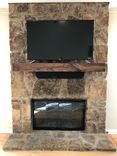 Hidden Storage Mantel, Knotted Walnut Fireplace Mantel With Drop Front Media Storage 2 small
