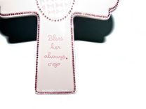 Crystallized Cross Baby Christening Picture Frame Nursery Decor Bling European Crystals Bedazzled 2 small