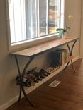 Modern Rustic Console Table: Wine Bar, Wet Bar, Cookbook Shelf 1 small