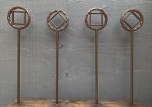 Wrought Iron Hose Guides; Decorative Iron Garden Stakes & Pathway Markers 2 small