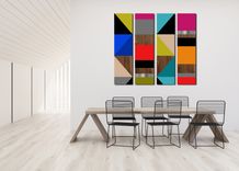 4-Panel Modern Art - Modern Abstract Art, Large Art, Geometric, Mid Century Modern, Painting 2 small