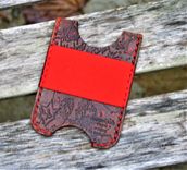 Handmade Leather Minimalist Wallet Minus Brown Red Zombie Skulls 3 small