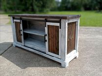 Handmade Tv Console Storage Cabinet Sliding Doors Perfect For Tv Up To 8ft Long Tv Stand 2 small