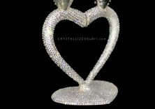 Custom Crystallized Champagne Glasses Pair Heart Bling Wedding European Crystals Bedazzled 2 small