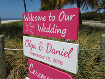 Pink White Welcome Wedding Sign, Beach Wedding Decor 2 small